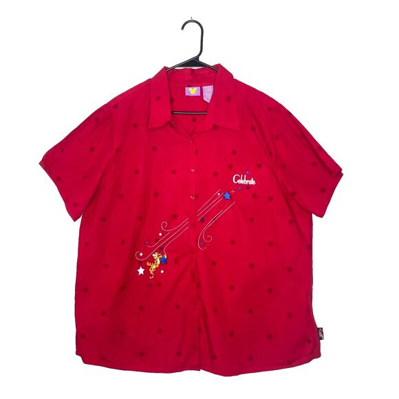 Disney Tops - Vintage Disney Store Winnie the Pooh Red Sz 22/24 Tigger Fireworks Star Print